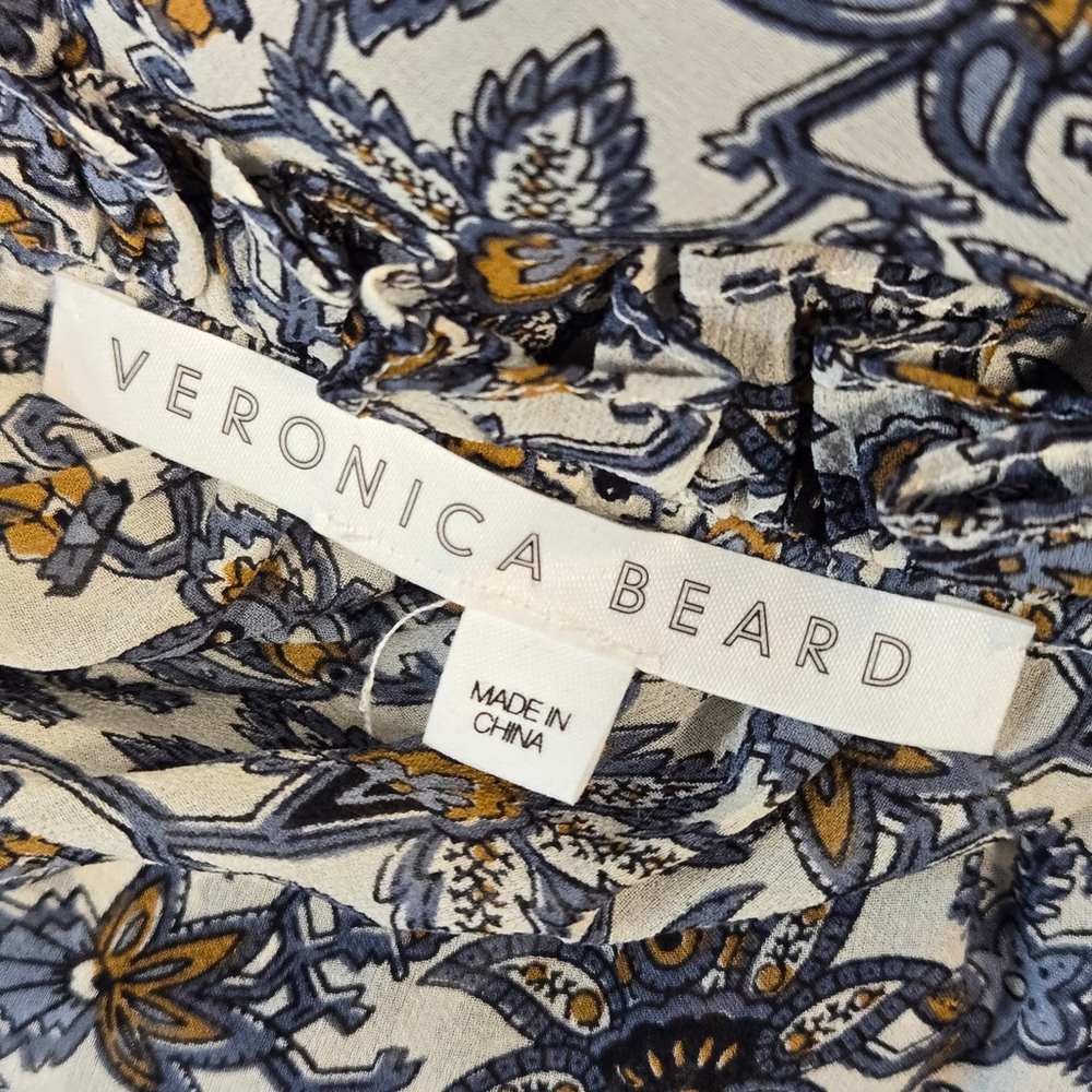 Veronica Beard Silk Ruffle Floral Dress Medium Designer Work Party Babydoll Y2K - Picture 6 of 8